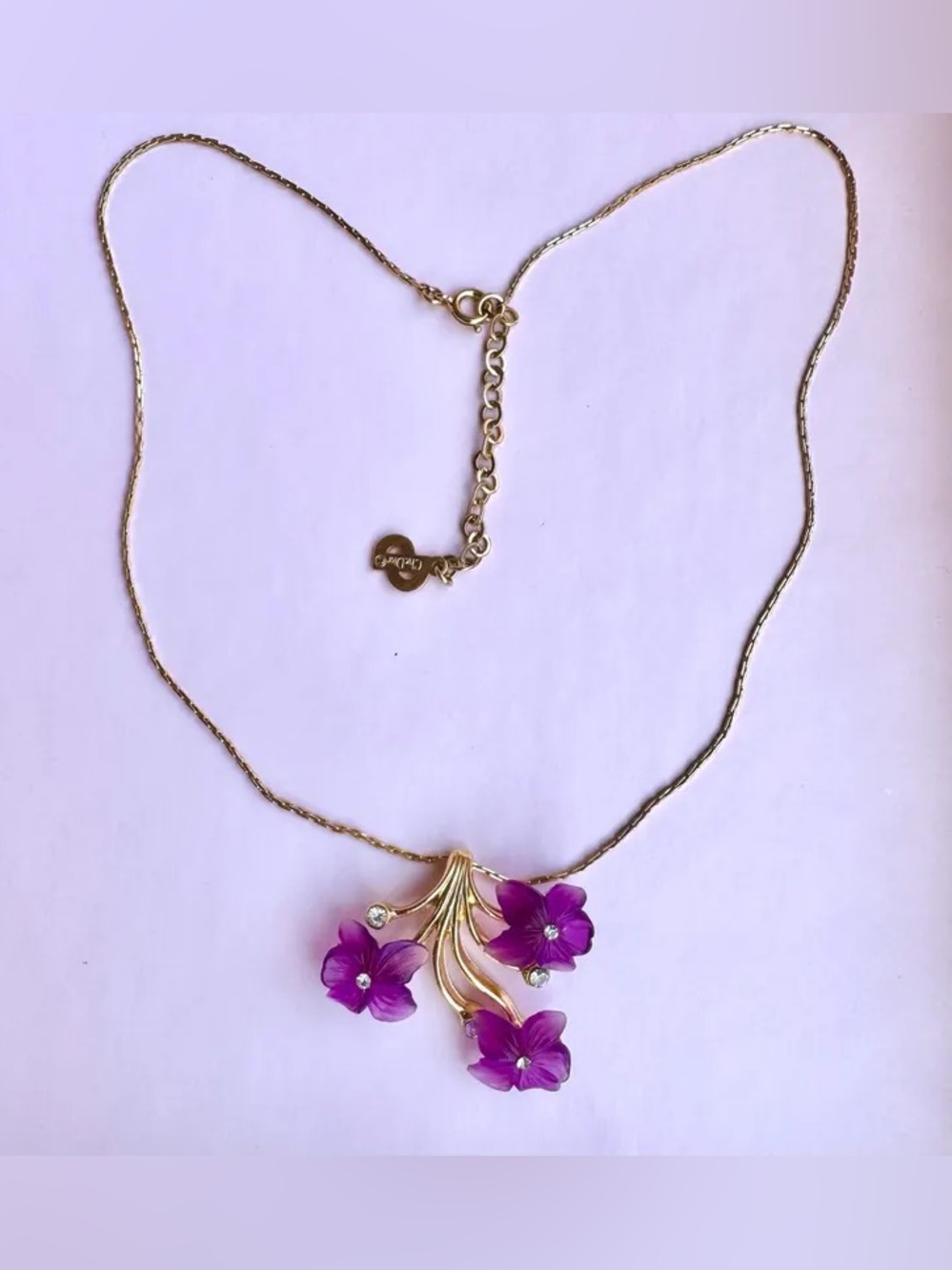 Christian Dior necklace three flowers, authentic